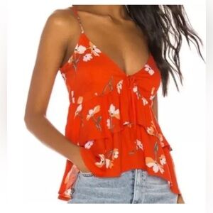 Jack Wills JACK by BB Dakota Siesta Time Floral Tank Top in Fiesta Red Large